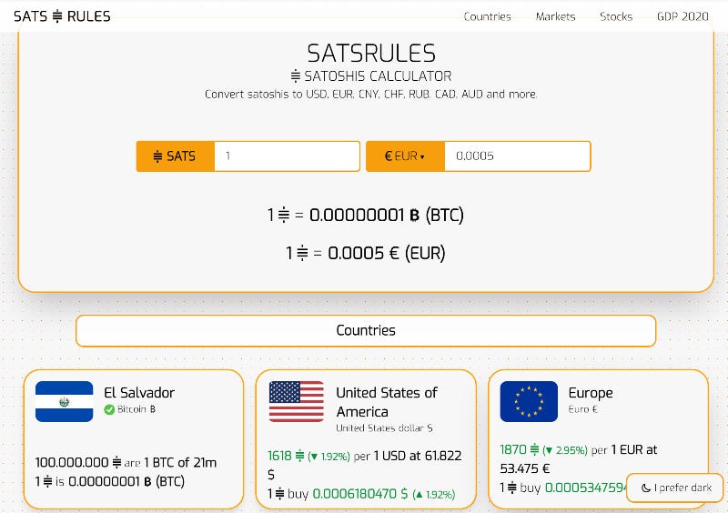 Convert 1 SATS to EUR - Satoshi price in EUR | CoinCodex