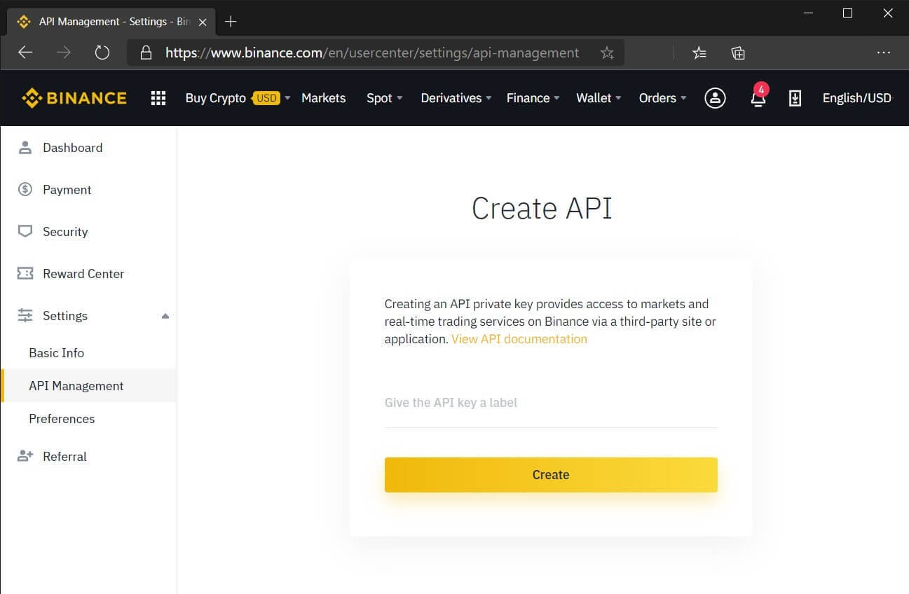 How to create Binance API key