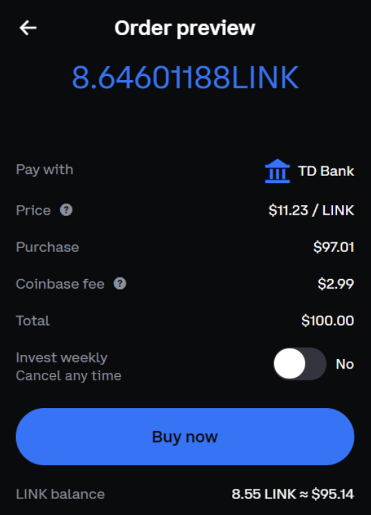 LINK USD - Coinbase Pro - CryptoCurrencyChart