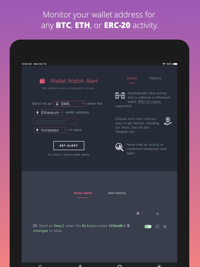 Cryptocurrency Alerting - Bitcoin, Crypto & Stock Alerts App