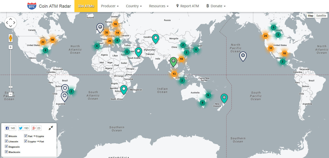 Bitcoin ATM near me - nearest BTC ATM machine locations