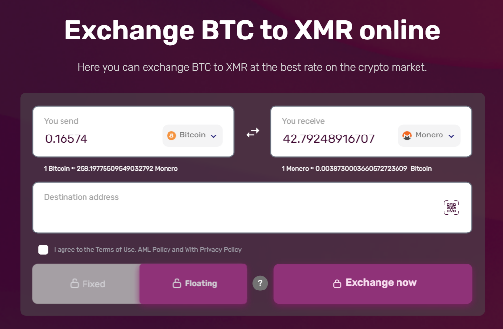 Exchange BTC to XMR Instantly on ChangeHero