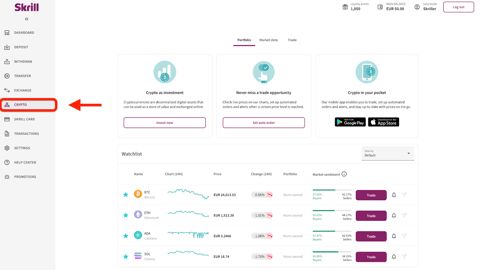 Crypto withdrawal | Withdraw to Bitcoin | Skrill