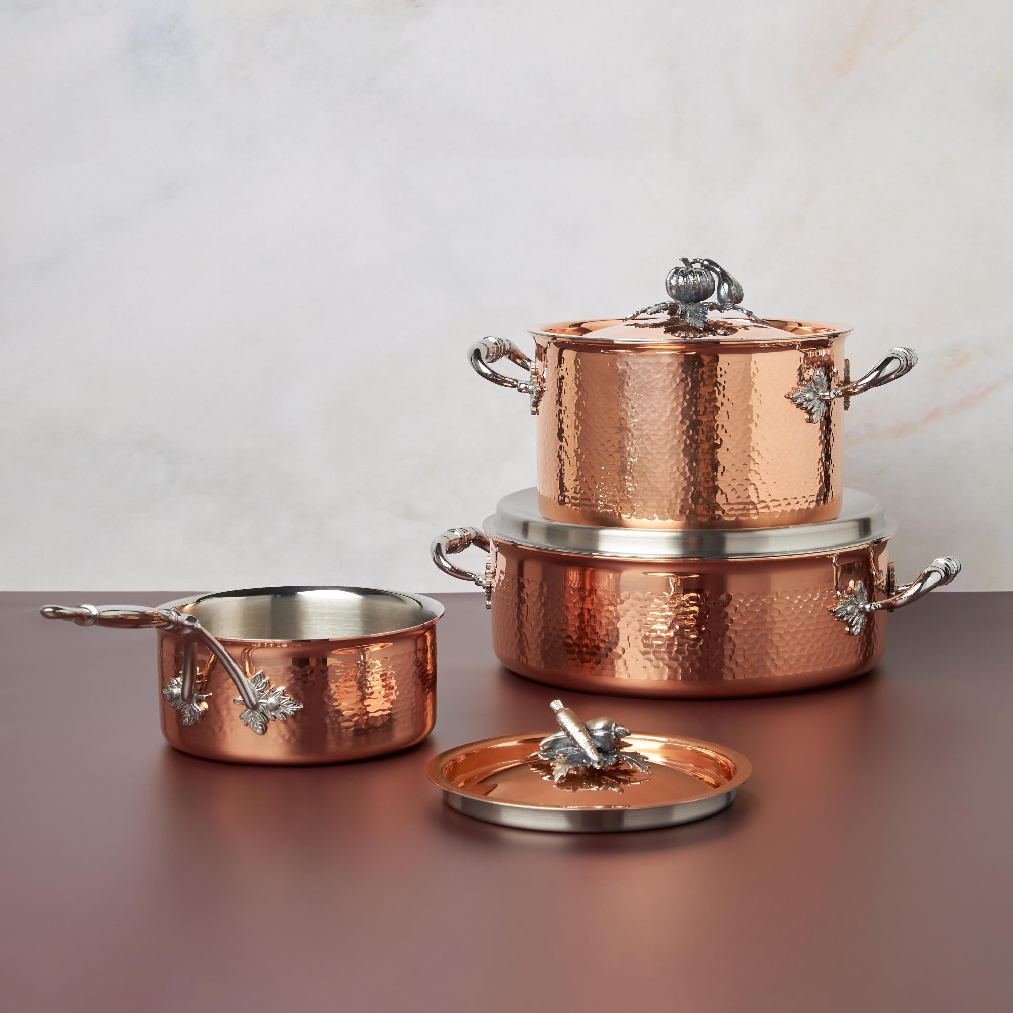 Viking 3-Ply Hammered Copper Clad Piece Cookware Set with Glass Lid – Viking Culinary Products