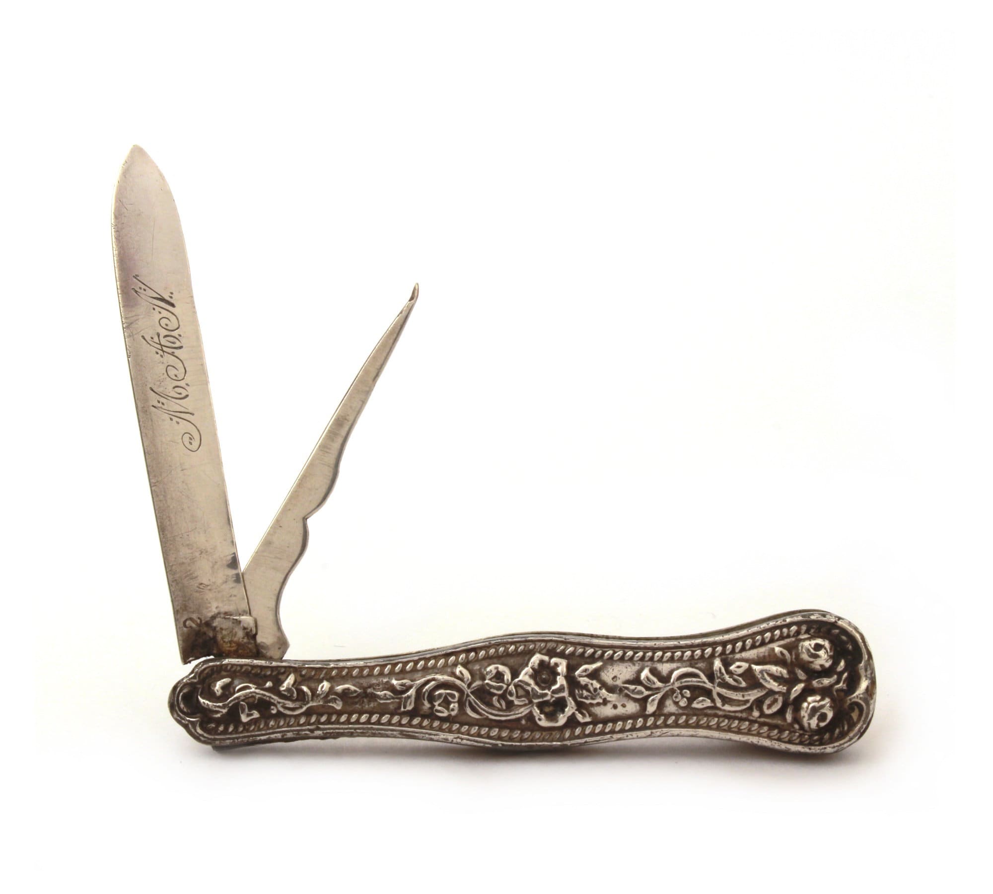 Folding Pocket Fruit Knife Sterling Silver Coin Silver 