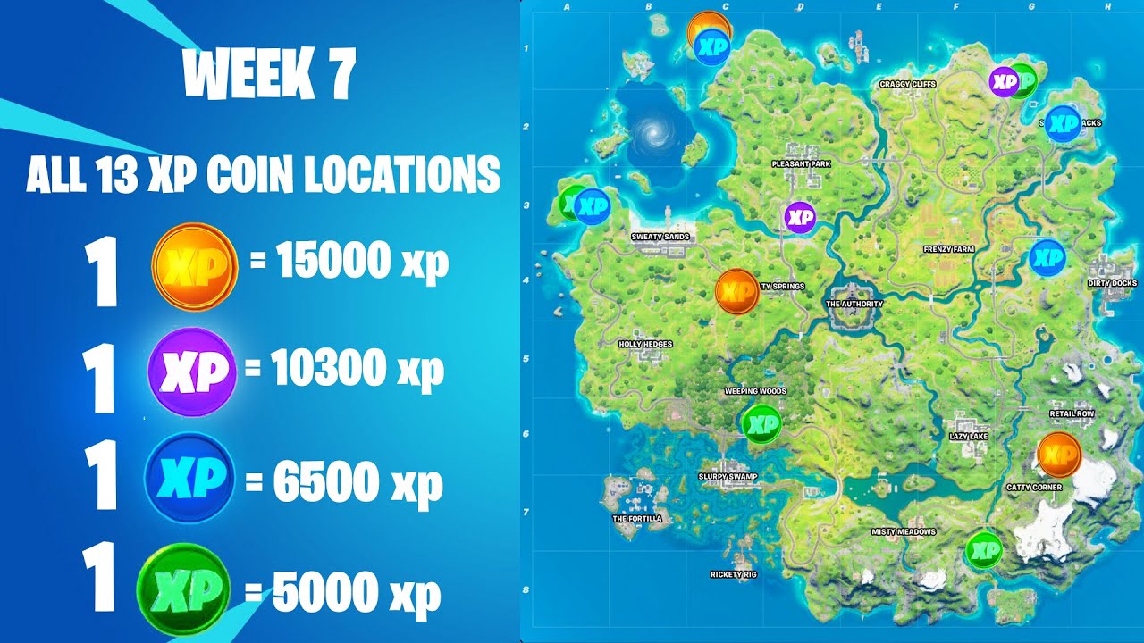 Fortnite Chapter 2 Season 3 Week 7 XP Coins Locations Guide - Video Games Blogger