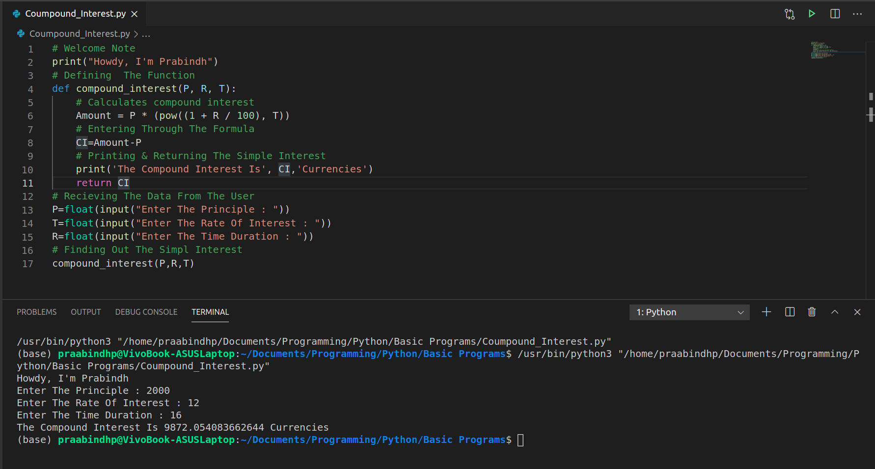 Python Program to Calculate Compound Interest - Studytonight