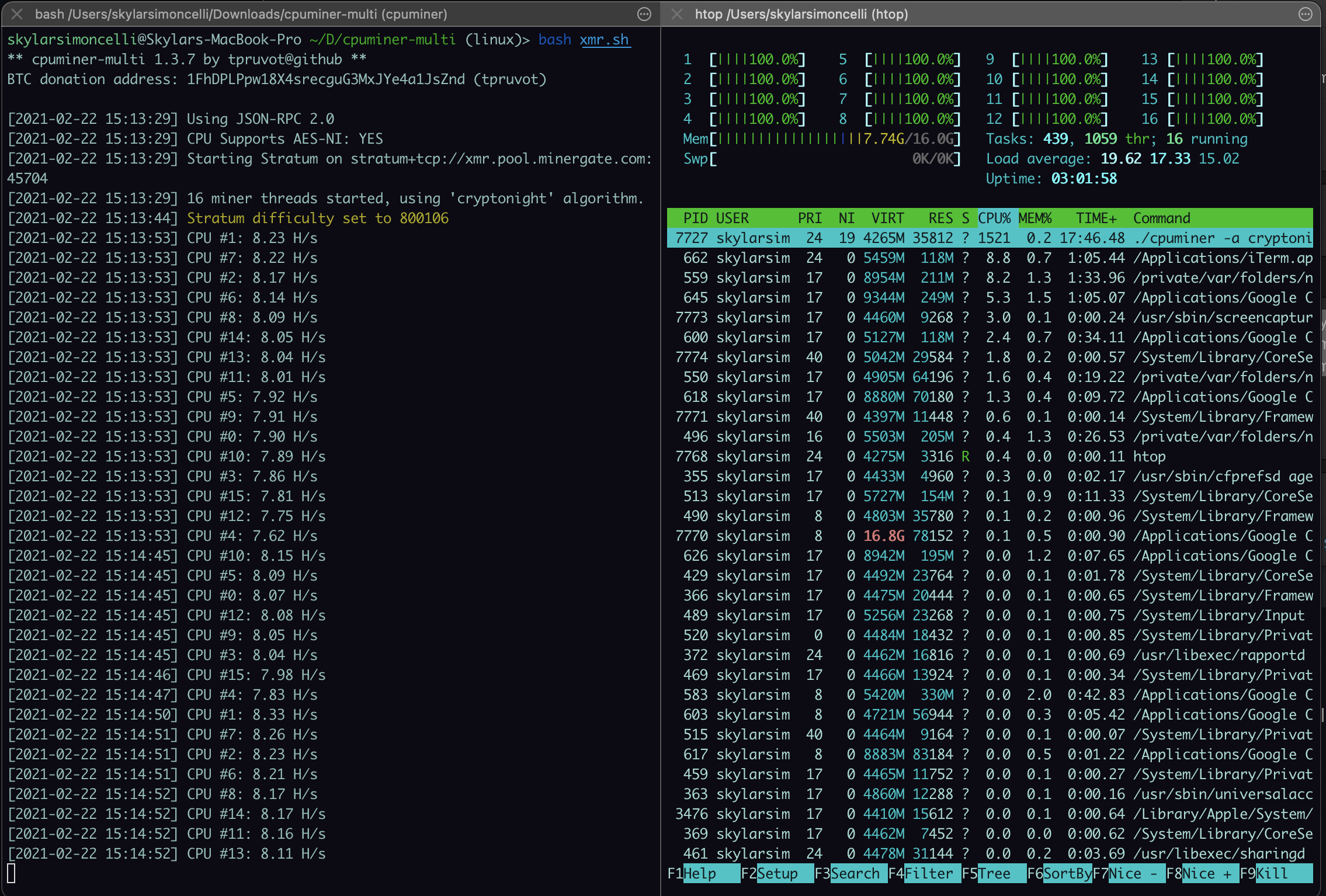 ALT Linux - sisyphus - xmrigalt1 - RandomX and CryptoNight CPU miner