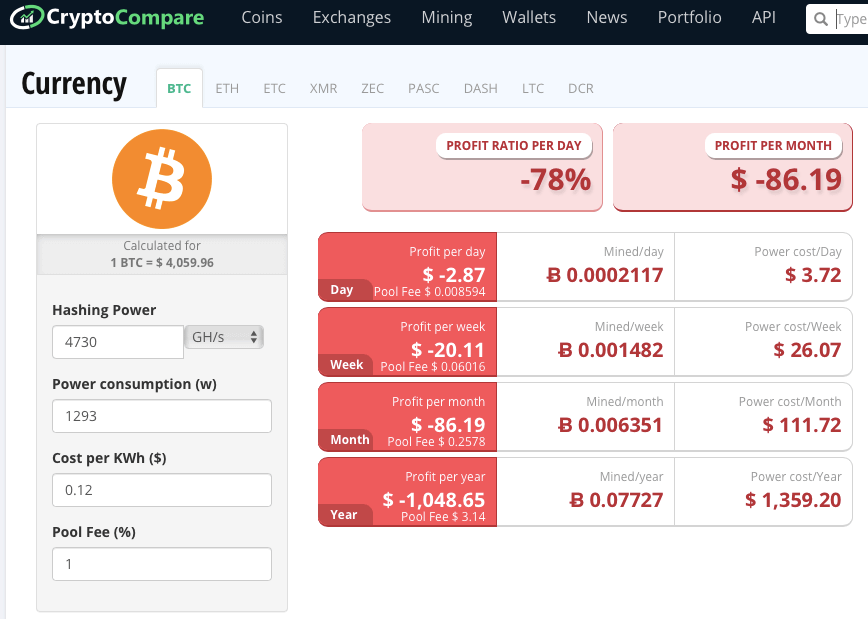 WhatToMine - Crypto coins mining profit calculator compared to Ethereum Classic