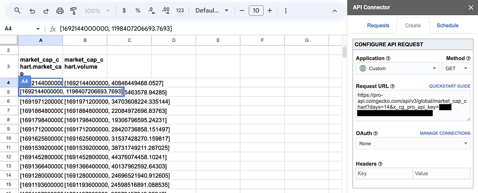 Google Sheets Crypto Prices