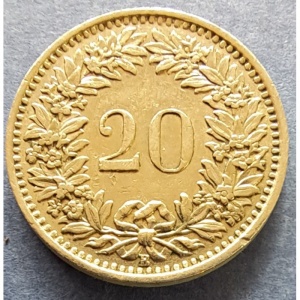 20 Rappen (Libertas; copper-nickel) - Switzerland (date) – Numista
