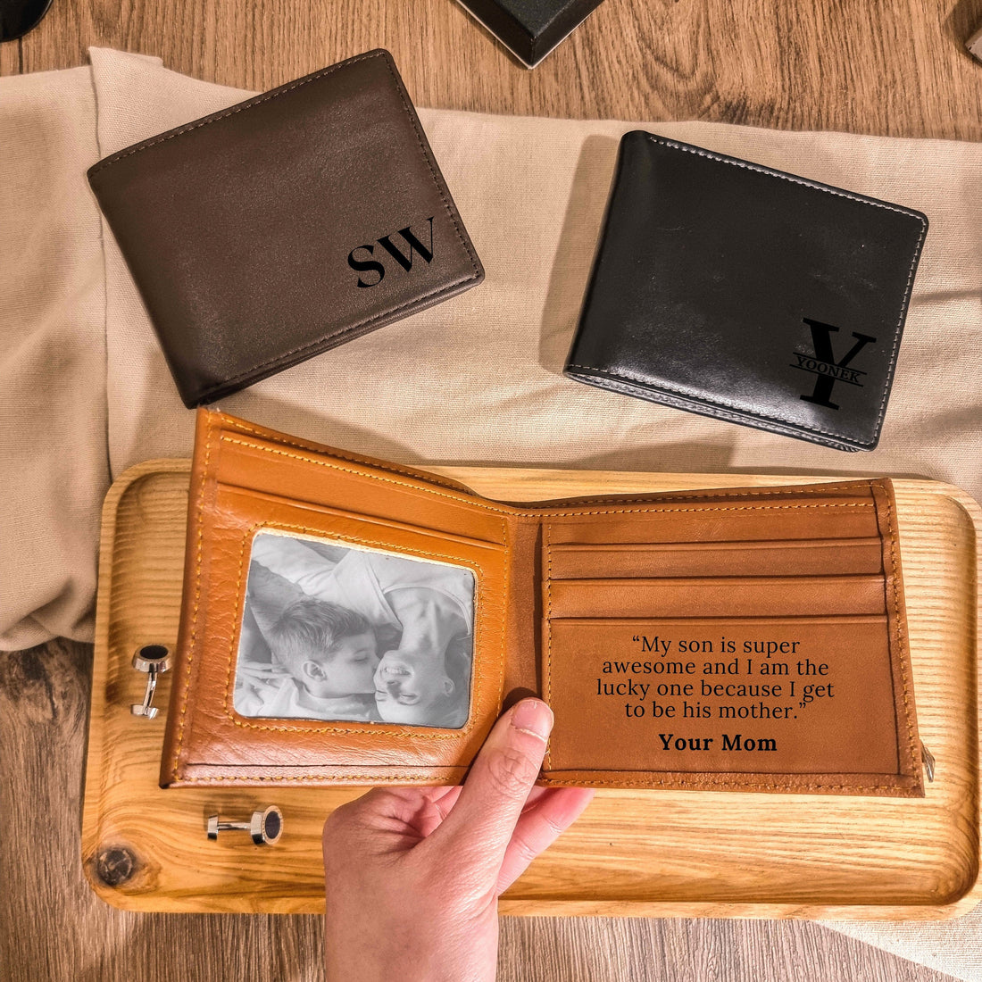 Leather Wallet, Personalized wallet, Picture Engraved Wallet, Handmade