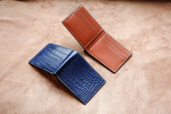 Men's Leather Wallet Essence in Navy and Red – ANTORINI®