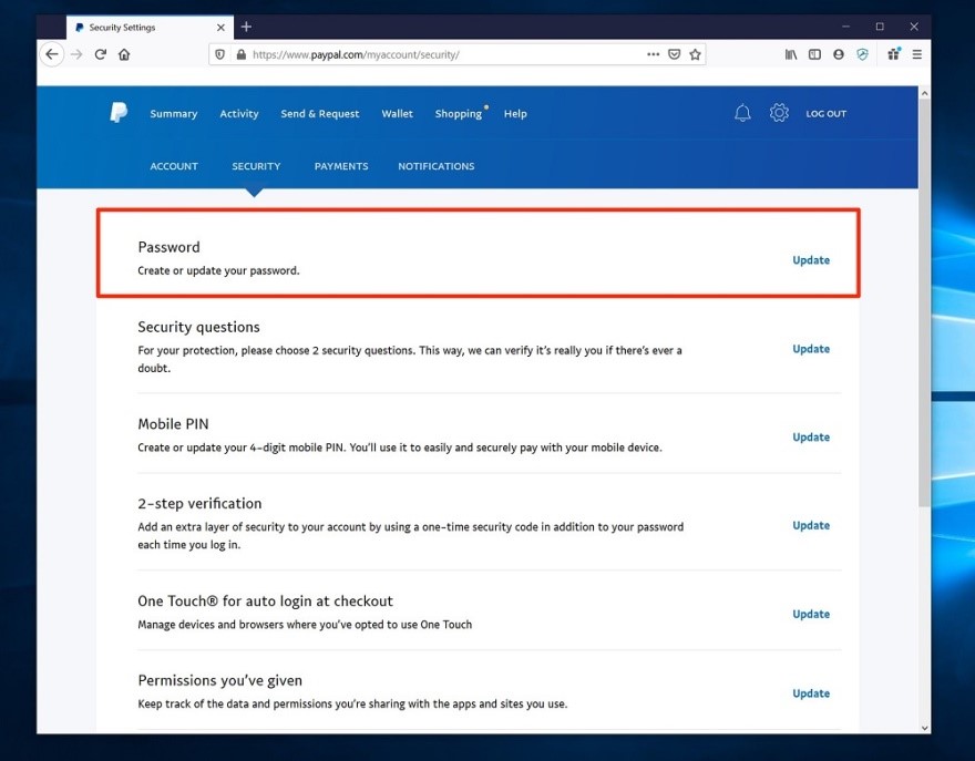 How do I change my password and security questions? | PayPal US