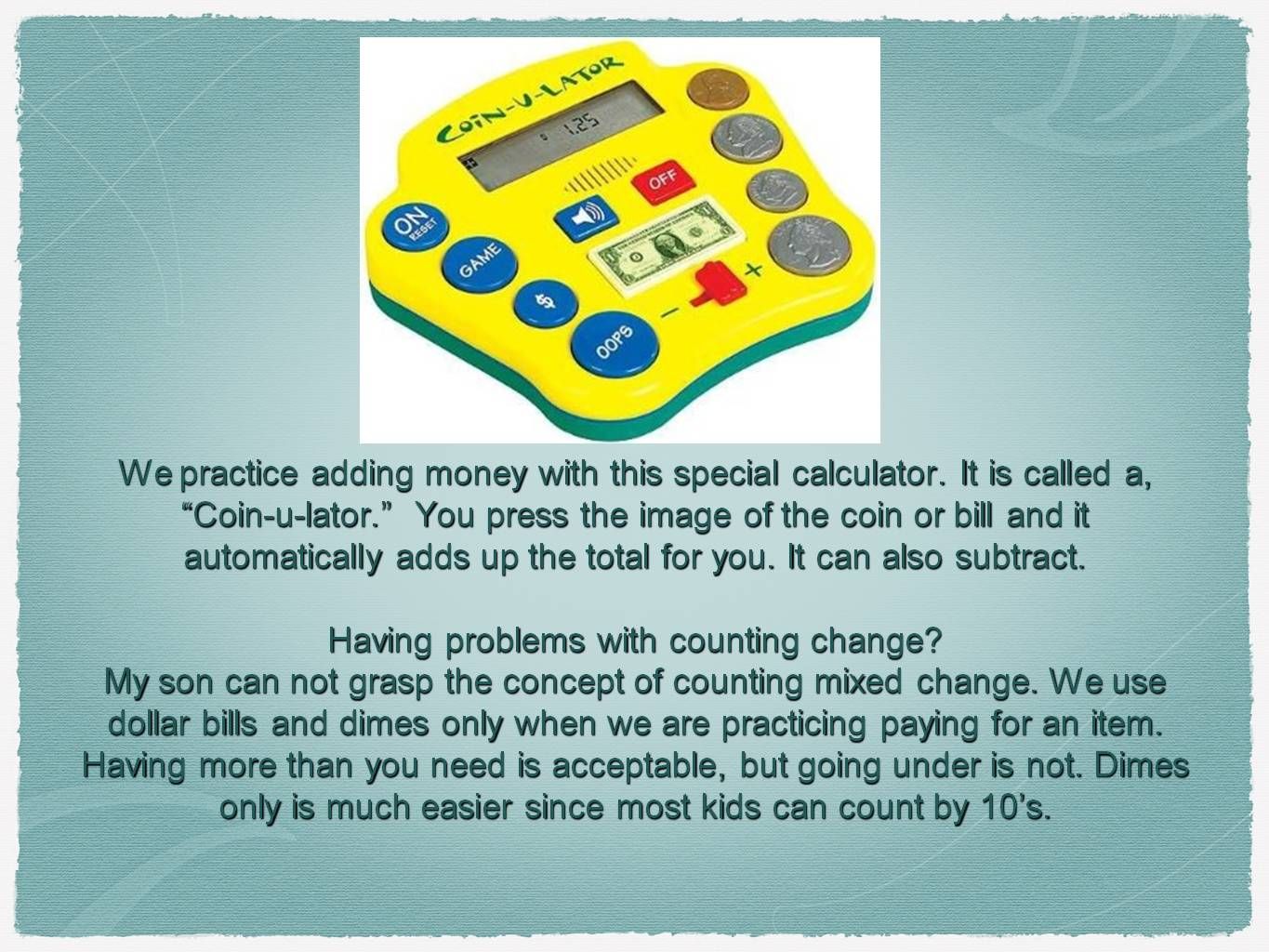 COIN-U-LATOR Coin U Lator PCI Electronic Kids Counting Calculator