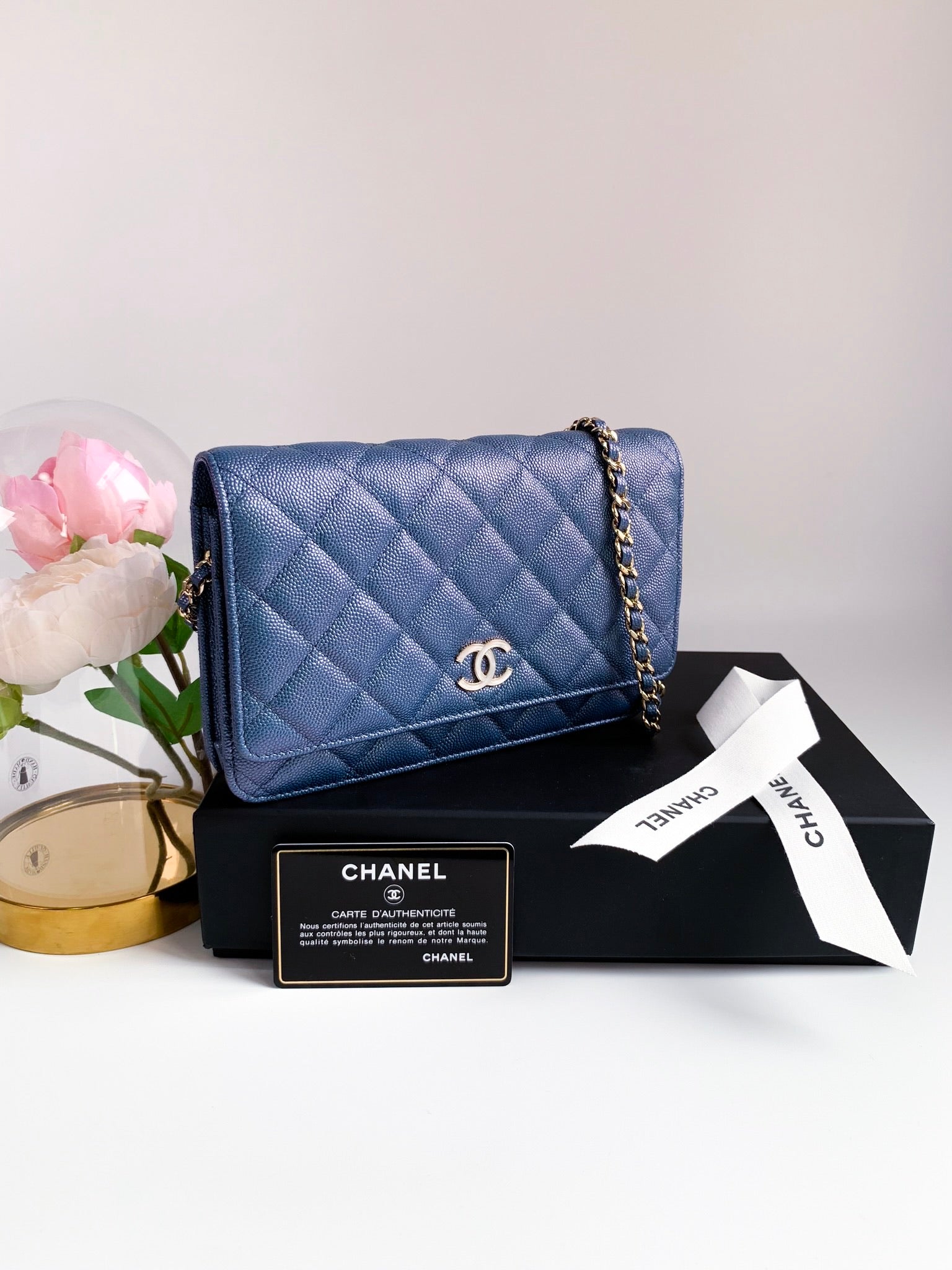 Chanel Navy Blue Fabric Double Zips Wallet On Chain Crossbody Bag WOC – Trésor Vintage