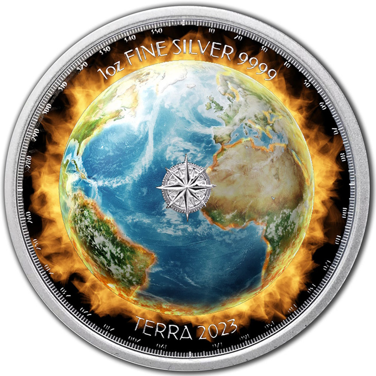 Blue Marble Earth 3D 3oz Solid Silver Coin