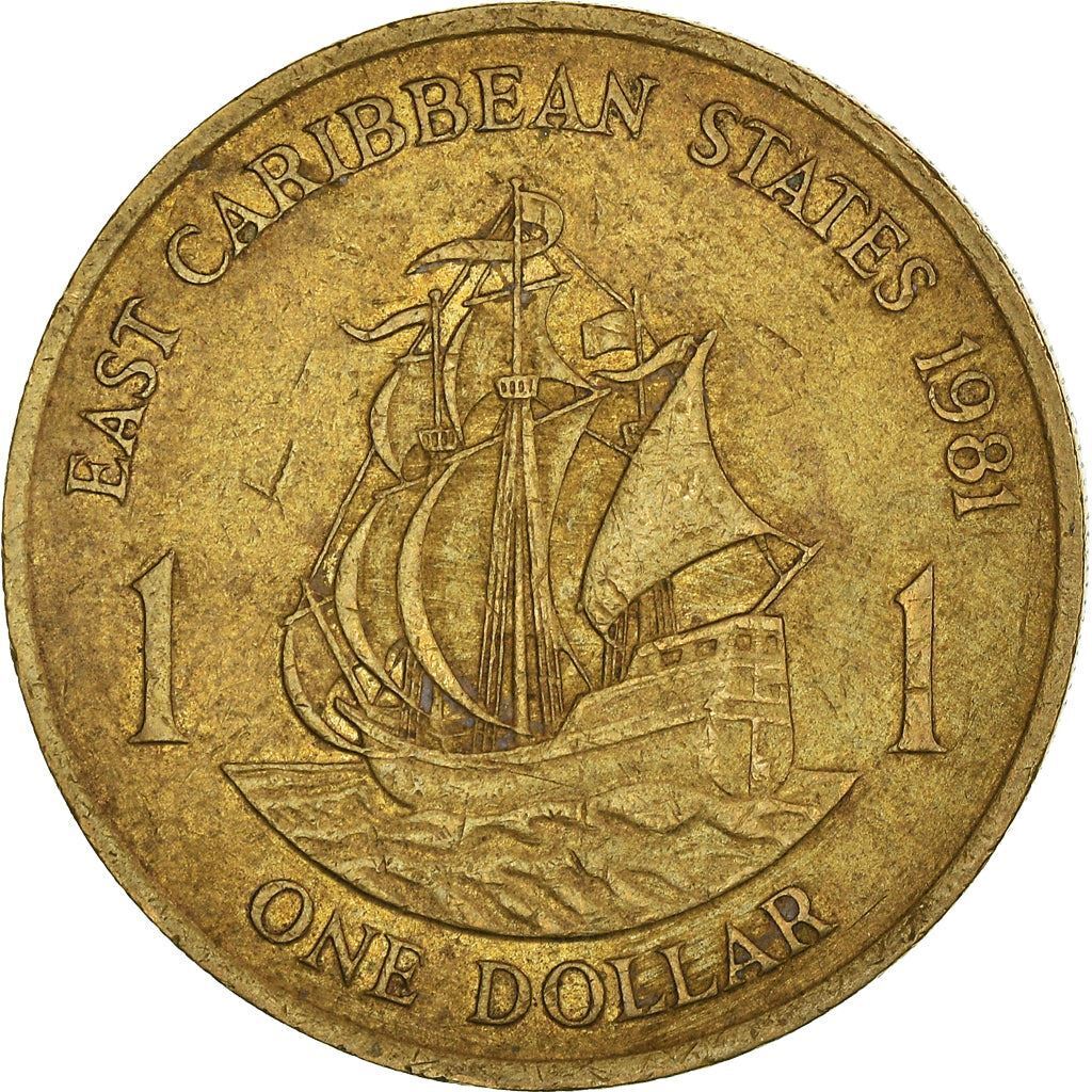 East Caribbean States 1 Dollar Elizabeth II Overprint: K in circl