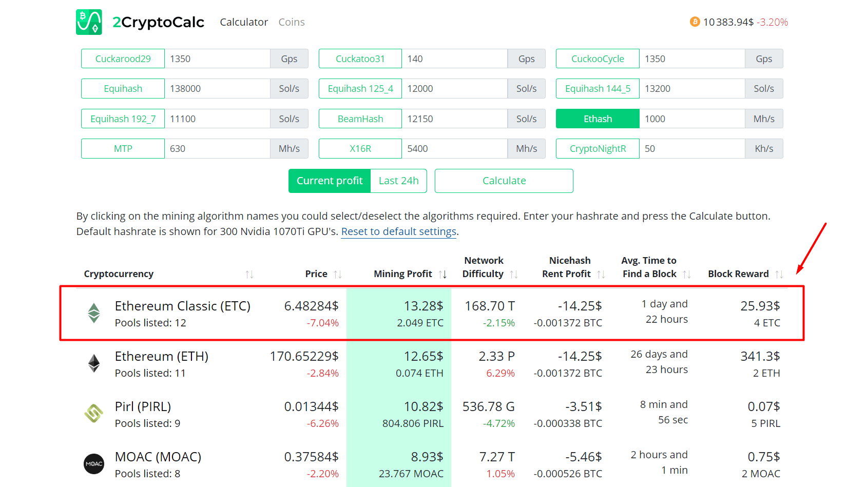 EthereumClassic (ETC) Mining Profit Calculator - WhatToMine