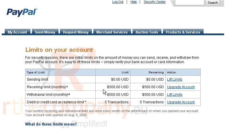 Account Limitations | Business Support Center | PayPal DM