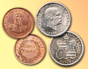 Kingdom of Hawaii coins in Rainbow Falls Collection at ANA