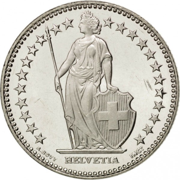 ½ Franc (Helvetia standing; silver) - Switzerland (date) – Numista