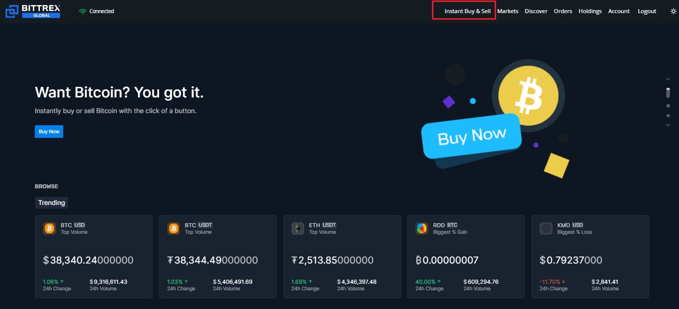 How to Buy and Sell Crypto Instantly on Bittrex