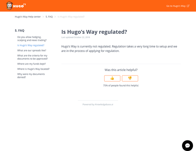 Hugo's Way - Your funds are always segregated and protected