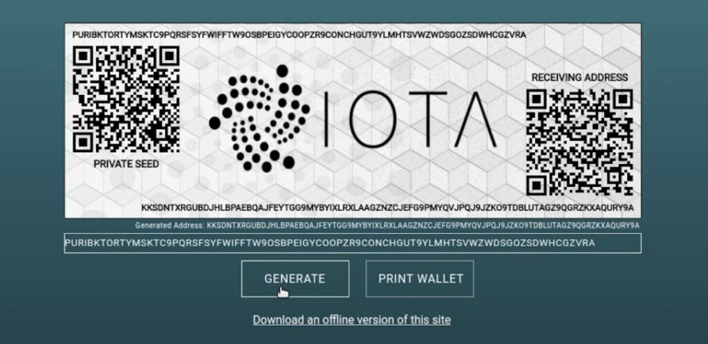 IOTA Paper Wallets: How To Generate IOTA Legacy Address