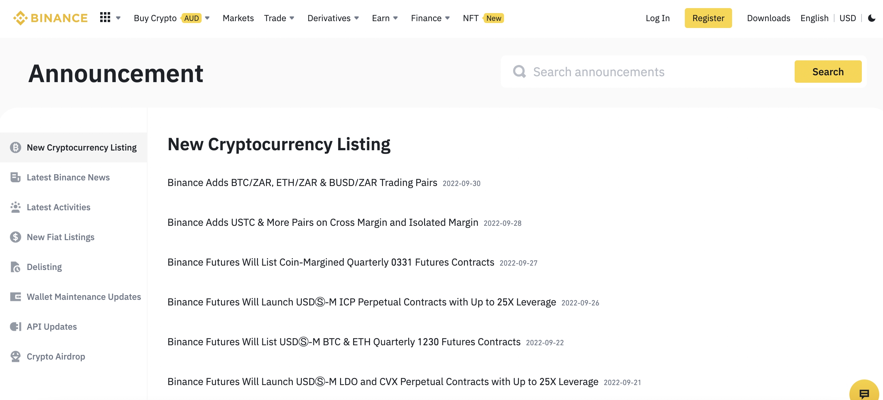 Binance New Listings - Cryptocurrency Alerting