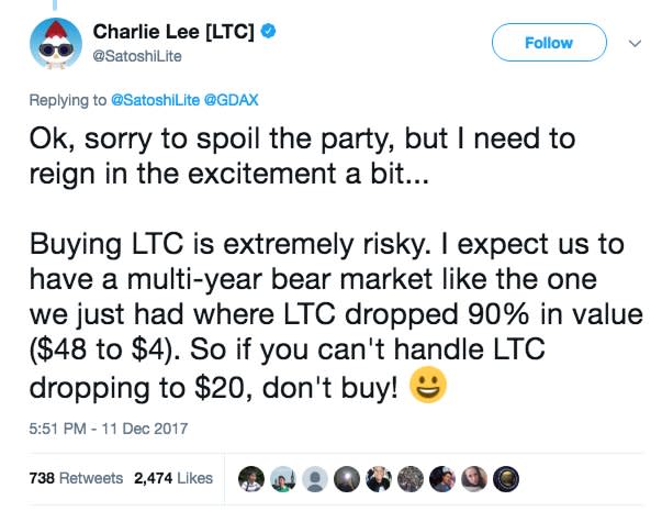 Charlie Lee(Founder of Litecoin) Latest Tweets - KingData
