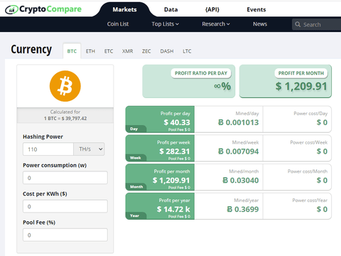 Bitcoin (BTC) Mining Calculator & Profitability Calculator - CryptoGround