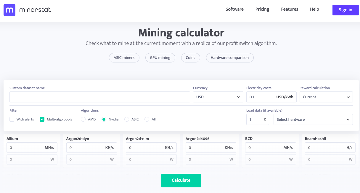 Dash (DASH) mining profitability calculator