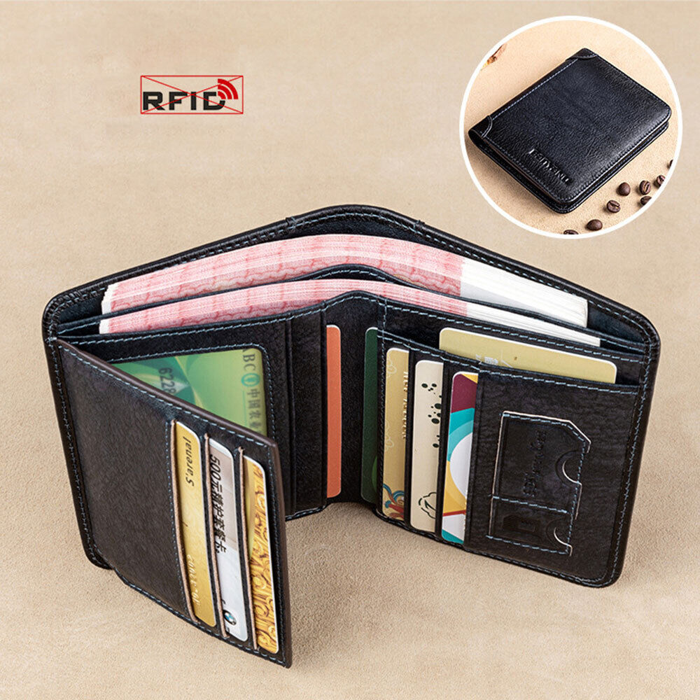 Men's Pebble Grain Leather Bifold Wallet with RFID Blocking and Coin P | Dents