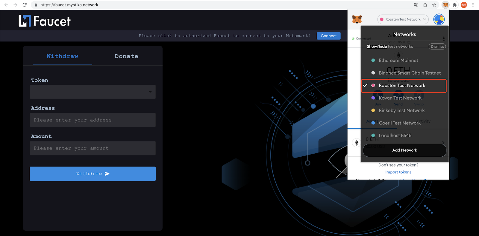 Add Ropsten(ETH) to MetaMask | CoinCarp