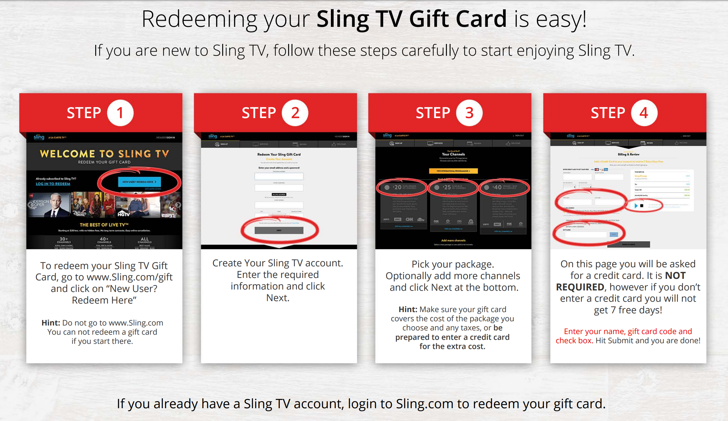 Purchase or Redeem a Sling Gift Card