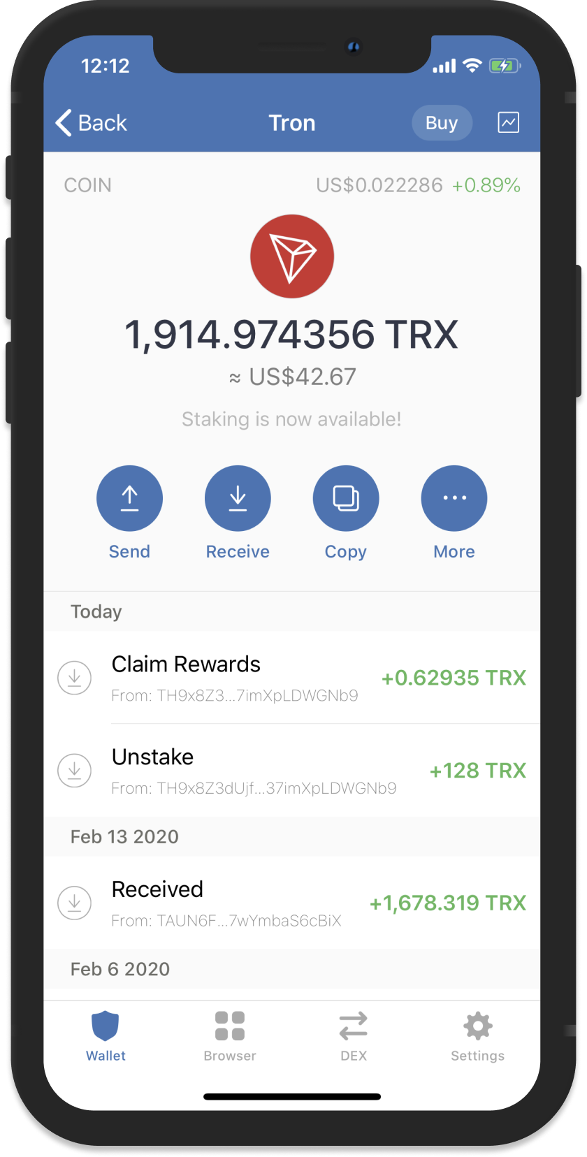 TRON Staking Earn APY Staking TRX