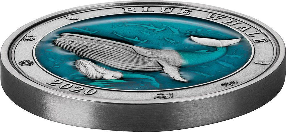 Palau 3 Ounce The Whale DOT Art Series Black Proof Silver Coin
